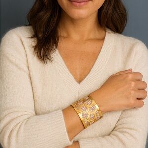 Brighton Christo Tokyo Wide Cuff Bracelet — Gold/Rose Gold Snake